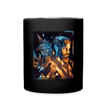 Viking Viking Polygon Geometric Nordic Neon - Full Colour Mug - black - Front