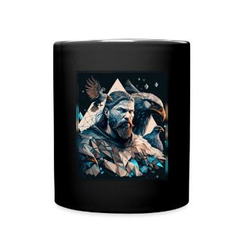Viking Viking Polygon Geometric Nordic Neon - Full Colour Mug - black - Front