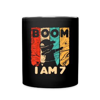 Boom I'm Seven Years Old 7th Birthday Party - Full Colour Mug - black - Front