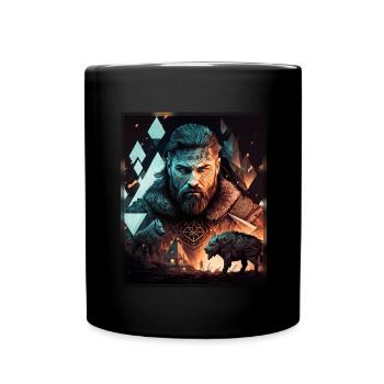 Viking Viking Polygon Geometric Nordic Neon - Full Colour Mug - black - Front