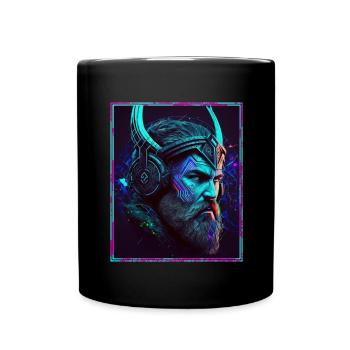 Viking Viking Headset Gamer Streamer Music Neon - Full Colour Mug - black - Front