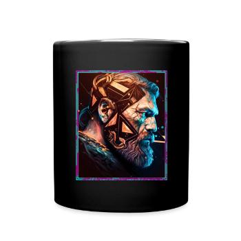 Viking Viking Polygon Geometric Nordic Neon - Full Colour Mug - black - Front
