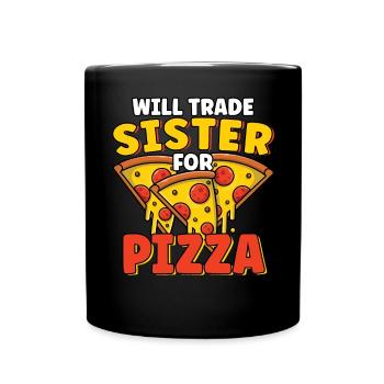 Échangera sa sœur contre un amateur de pizza drôle de frère - Mug uni - noir - Devant