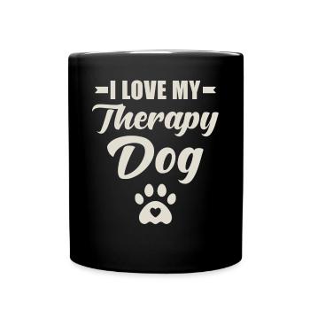 Therapiehund Spruch - Tasse einfarbig - Schwarz - Vorne