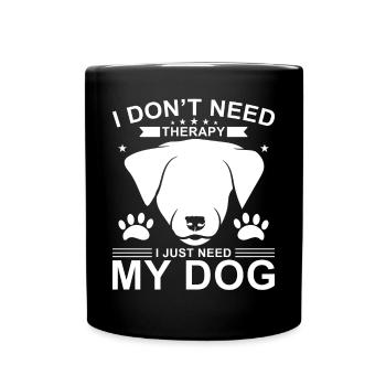 Therapiehund Spruch - Tasse einfarbig - Schwarz - Vorne