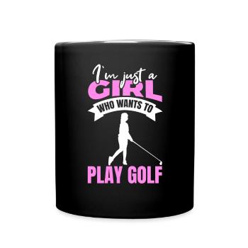 Golfer Mädchen - Tasse einfarbig - Schwarz - Vorne