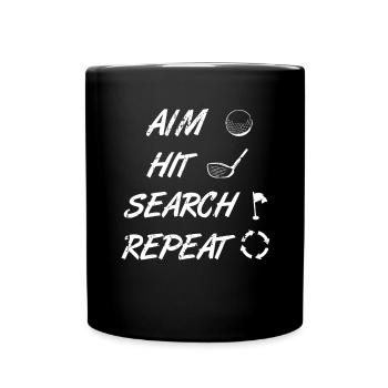 Aim Beat Search Repeat Golf - Full Colour Mug - black - Front