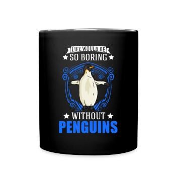 Pinguin Penguin Kaiserpinguin Gelbaugenpinguin - Tasse einfarbig - Schwarz - Vorne