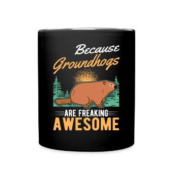 Marmot Groundhog Day Woodhog Groundhog - Full Colour Mug - black - Front