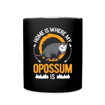 Zuhause is wo mein Opossum ist Possum - Tasse einfarbig - Schwarz - Vorne