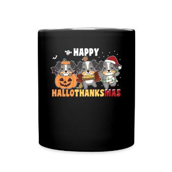 Happy Hallothanksmas Australian Shepherd - Tasse einfarbig - Schwarz - Vorne