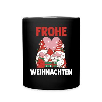 Weihnachts Gnome Frohe Weihnachten - Tasse einfarbig - Schwarz - Vorne