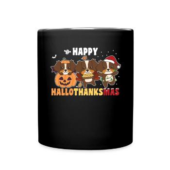 Happy Hallothanksmas Australian Shepherd - Tasse einfarbig - Schwarz - Vorne
