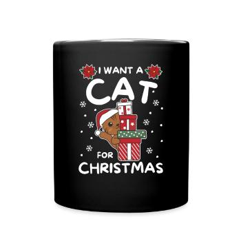 I want a cat for Christmas cute cats - Full Colour Mug - black - Front