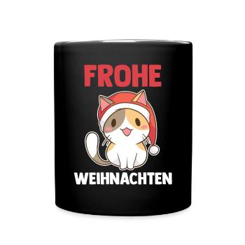Weihnachts katze Frohe Weihnachten - Tasse einfarbig - Schwarz - Vorne