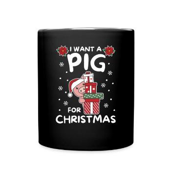 Je veux un cochon pour les cochons doux de Noël - Mug uni - noir - Devant