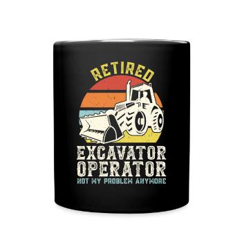 Retired Excavator Operator - Full Colour Mug - black - Front