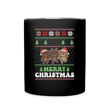 Joyeux Noël rétro moche ours de Noël - Mug uni - noir - Devant