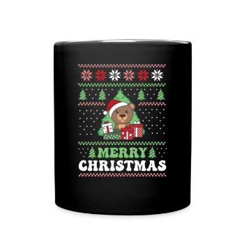 Joyeux Noël rétro moche ours de Noël - Mug uni - noir - Devant