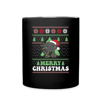 Joyeux Noël rétro moche Noël Axolotl - Mug uni - noir - Devant