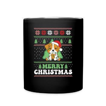 Joyeux Noël rétro moche Noël Jack Russell - Mug uni - noir - Devant