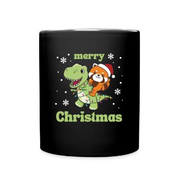 Red Panda Trex Christmas Snow Winter Animals - Full Colour Mug - black - Front