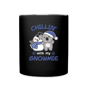 Koala Chillin avec mon bonhomme de neige snowmie - Mug uni - noir - Devant