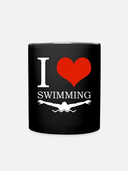Schimmer Schwimmen I Love Swimming - Tasse einfarbig - Schwarz