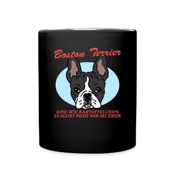 Boston Terrier Hunde Hundebesitzer Geschenk - Tasse einfarbig - Schwarz - Vorne