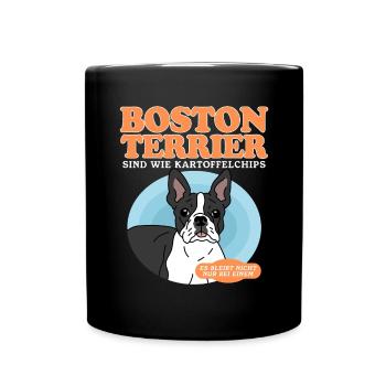 Boston Terrier Hund Hundebesitzer Geschenk - Tasse einfarbig - Schwarz - Vorne