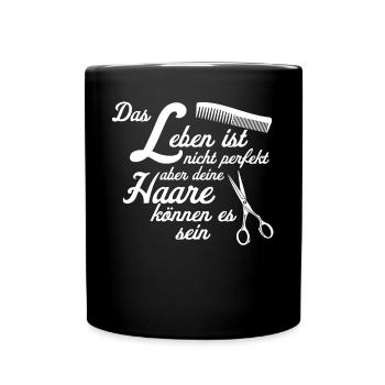 Friseur Friseurin - Tasse einfarbig - Schwarz - Vorne