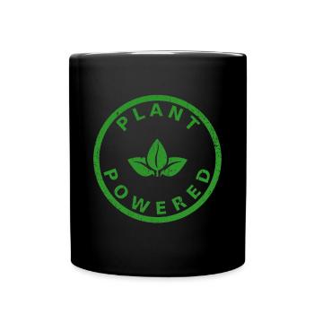 Plant Powered für Veganer, Freizeit und Workout - Tasse einfarbig - Schwarz - Vorne