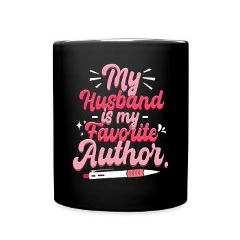 Mein Mann ist mein Lieblingsautor - Tasse einfarbig - Schwarz - Vorne