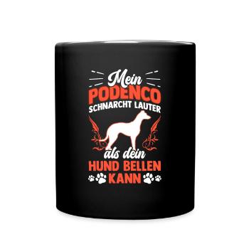 Podenco schnarcht lauter spanischer Podenco - Tasse einfarbig - Schwarz - Vorne