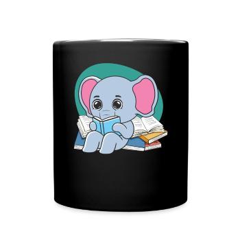 Bookworm Elephant Whisperer Animal Lover Zookeeper - Full Colour Mug - black - Front