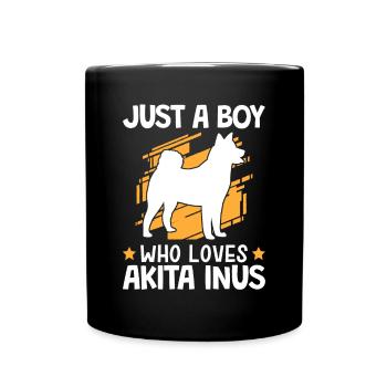 Le garçon de l’Akita Inu aime le Spitz japonais - Mug uni - noir - Devant