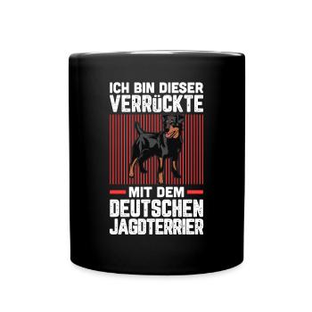 Ich bin der Verrückte mit dem Jagdterrier - Tasse einfarbig - Schwarz - Vorne