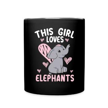 This Girl Loves Elephants Animal Zookeeper - Full Colour Mug - black - Front