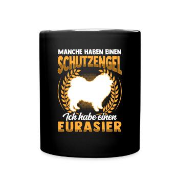 Eurasier ist mein Schutzengel Eurasian Dog - Tasse einfarbig - Schwarz - Vorne