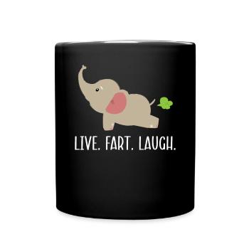 Live Fart Laugh Elephant Lover Wildlife Zookeeper - Mug uni - noir - Devant
