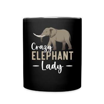 Crazy Elephant Lady Wildlife Animal Zookeeper - Full Colour Mug - black - Front