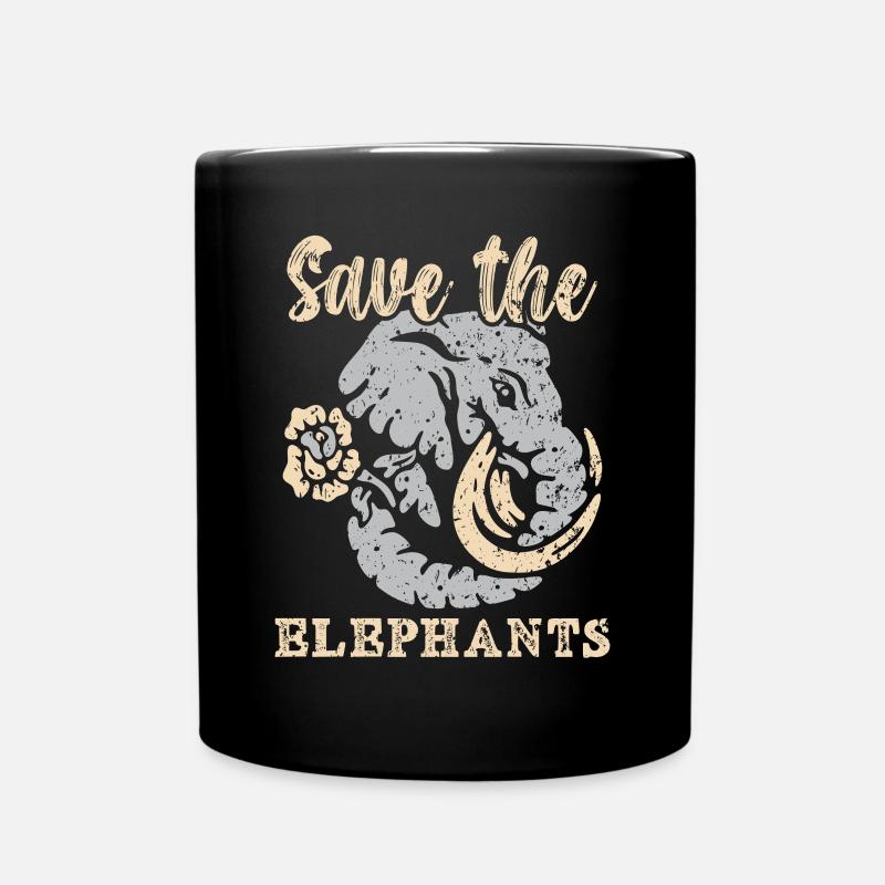 Save The Elephants Whisperer Wildlife Zookeeper - Full Colour Mug - black