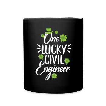 One Lucky Civil Engineer Engineering Irish - Full Colour Mug - black - Front