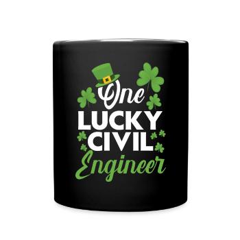 One Lucky Civil Engineer Engineering Irish - Full Colour Mug - black - Front