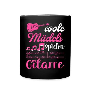 Gitarrenspielerin Gitarristin Coole Mädels - Tasse einfarbig - Schwarz - Vorne
