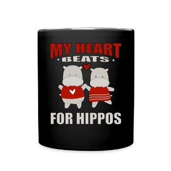 Mon cœur bat pour la citation d’Hippos - Mug uni - noir - Devant
