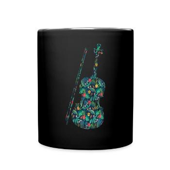 Violin Violinist Tropical Flower - Full Colour Mug - black - Front