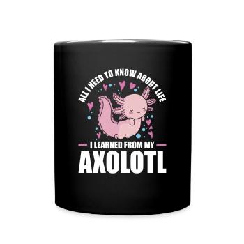 Axolotl Gift Tailed Amphibian - Full Colour Mug - black - Front