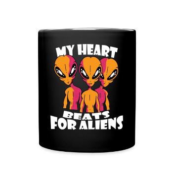 Mein Herz Schlägt Für Aliens, Die Fremde Galaxy - Tasse einfarbig - Schwarz - Vorne