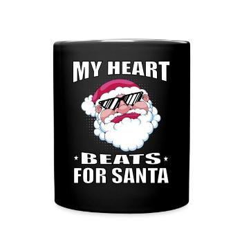 Mein Herz Schlägt Für Den Weihnachtsmann - Tasse einfarbig - Schwarz - Vorne